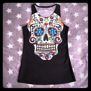 Sugar Skull spandex front & back tank one size